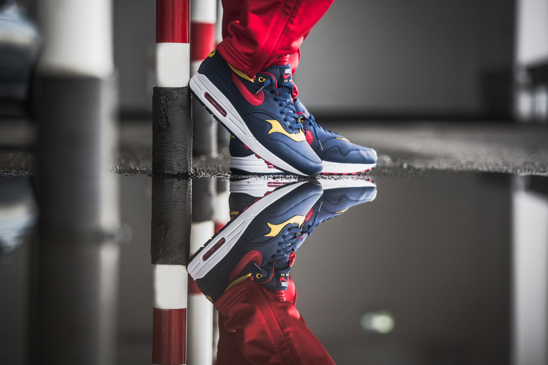 Nike air max 1 premium navy/gym red-vivid clearance sulfur